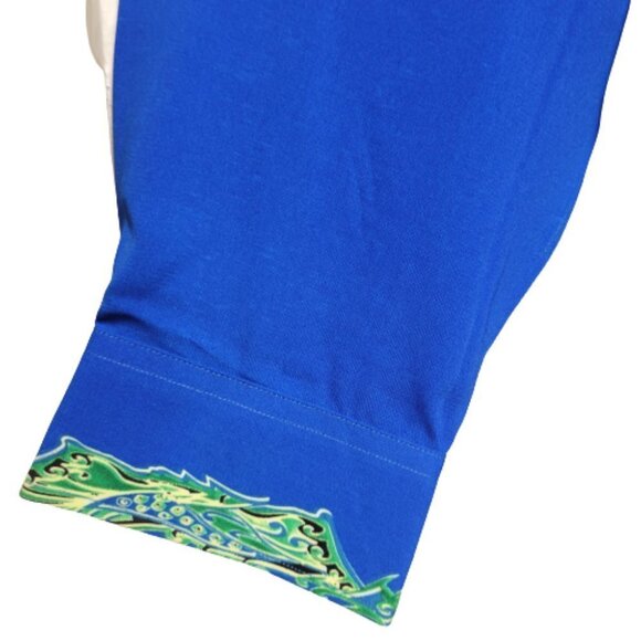 Men's Blue Batik Long Sleeve Shirt - Picture 4 of 14